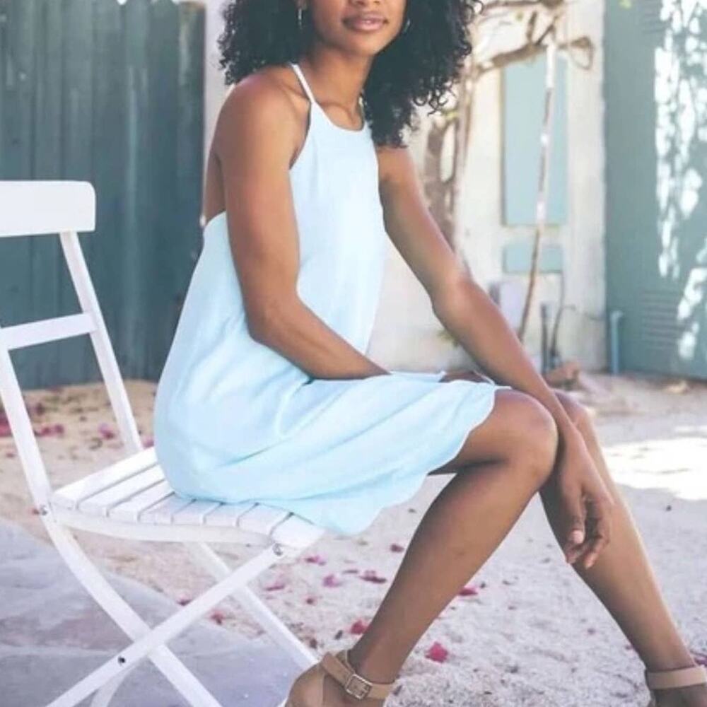 Lauren James Daisey Scallop Baby Blue Mini Slip Dress - Ocean Palm Size XS NWT